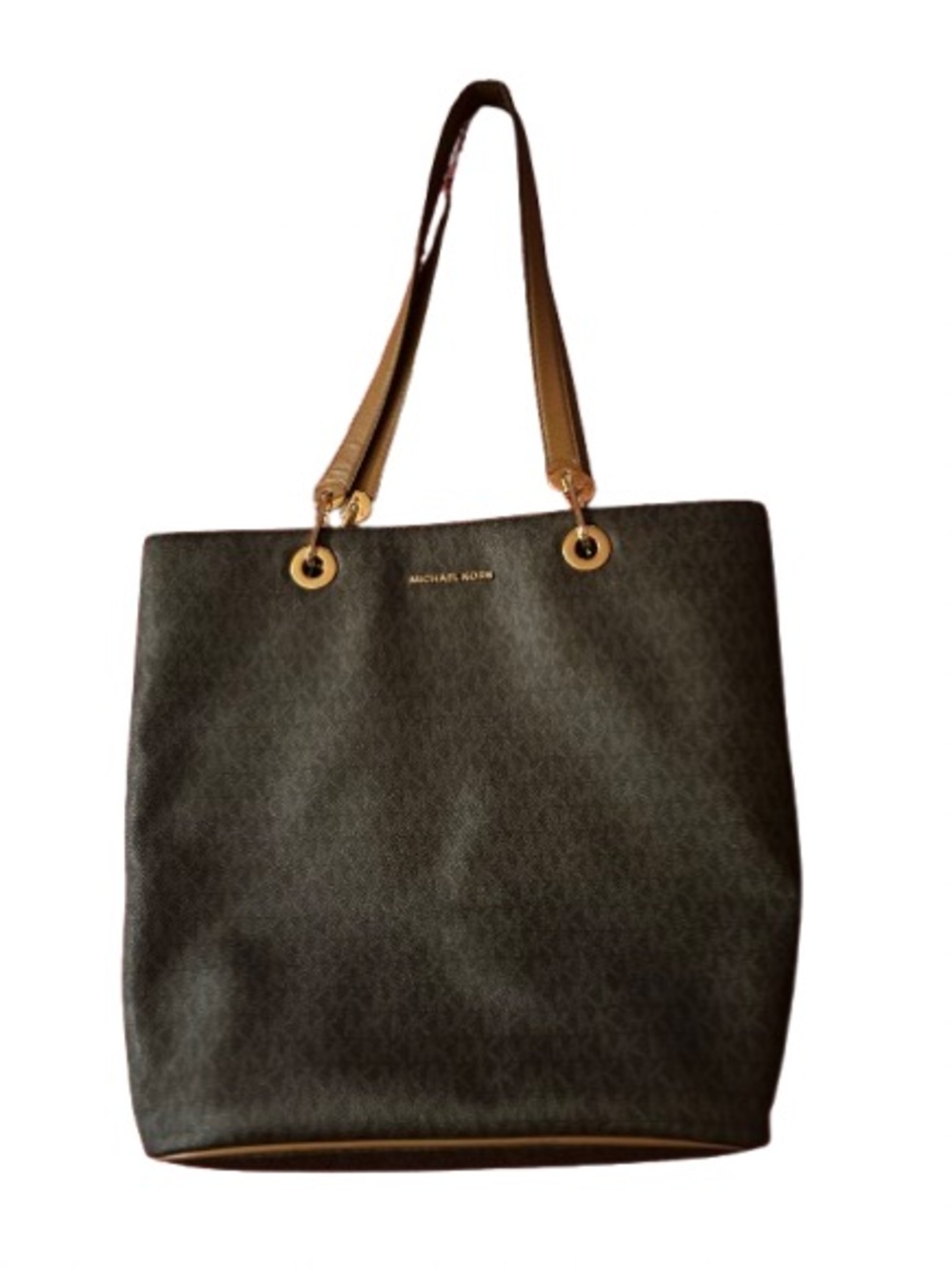 Michael Kors brown Logo Tote with Tan Straps and gold hardware - excellent